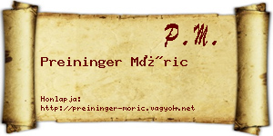 Preininger Móric névjegykártya